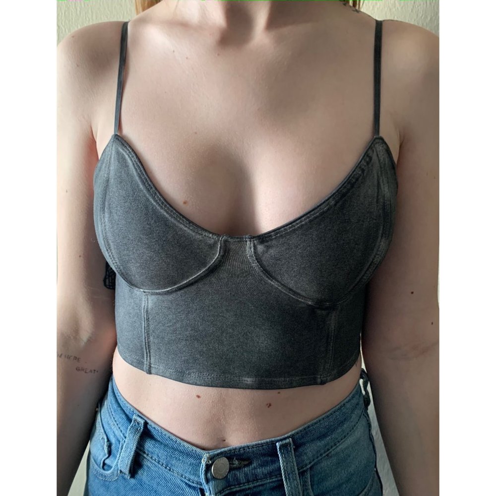 Sparkle & Fade Distressed Bra Crop Top